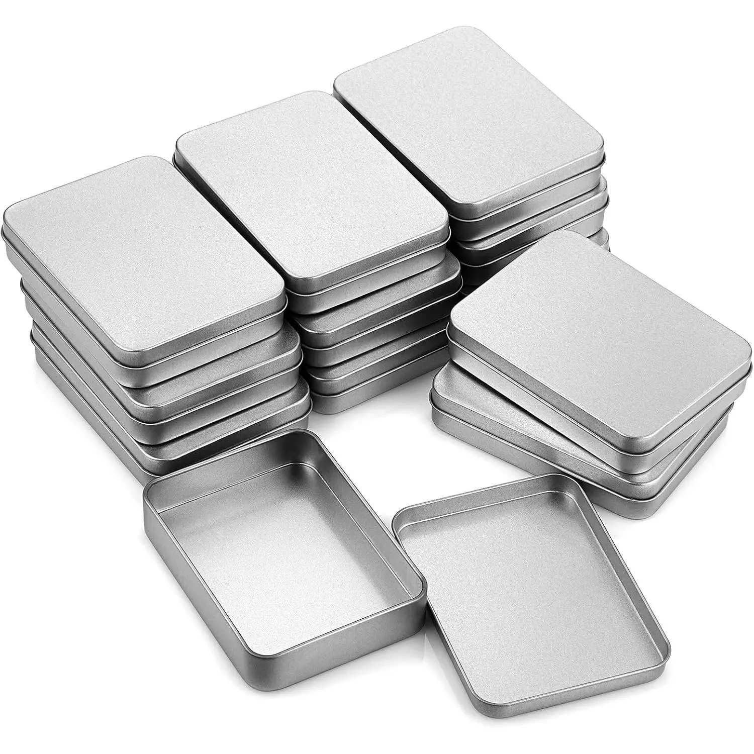 Pack of 12 Rectangular Storage Tins Box With Lid, Metal  Empty Tins Box Containers Mini Storage Box Organizer For Candles Candies Gifts Balms, 4.5 x 3.14 x 1 Inch