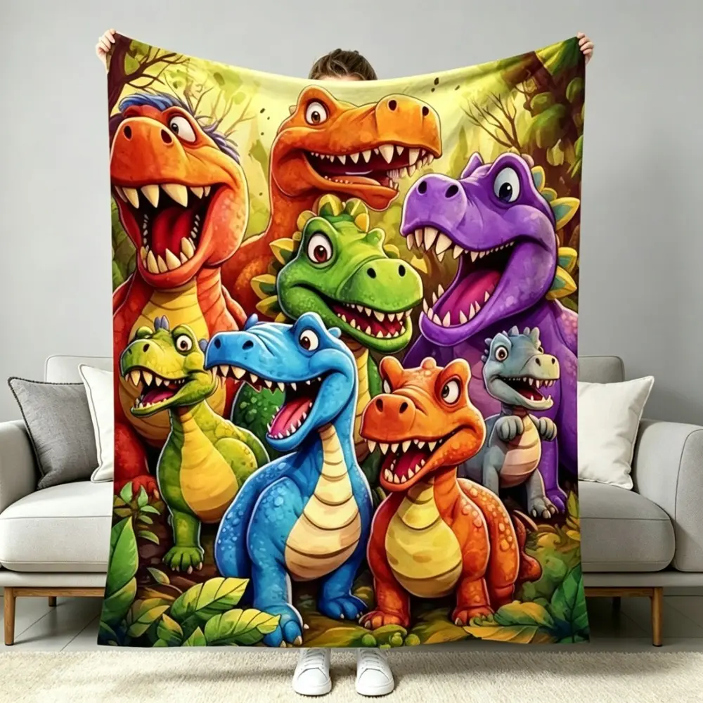 3D Dinosaur Blanket - Anti-Pilling Flannel, High-Definition Digital Printed Cute Dinosaur Pattern, Animal Character Figures, 3D Animal Shaped for Kids, Sofa/Bedroom Decor Gift