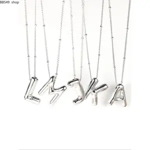 Summer Fashion Balloon Letter Charm Pendant Necklace, Fashion Bubble Letters Necklace for Party, Daily, Trendy Casual Jewelry, Initial Daily Wear Necklace, Custom Initial Necklace, Fashion Cool Accessories