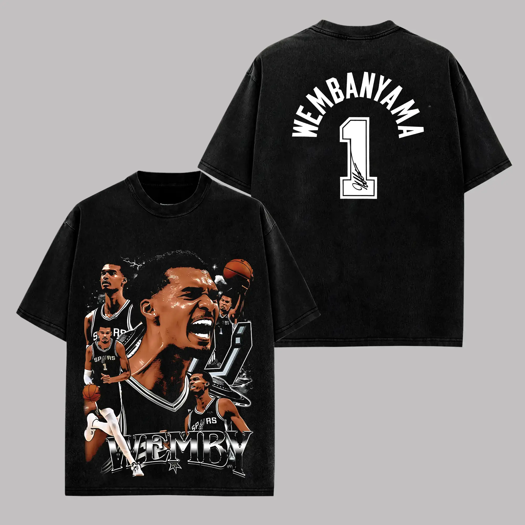 Wemby 1 Premium Cotton T-Shirt, Vintage Spurs Phenom Graphic Tee, Basketball Fans Hoops Streetwear Shirt, Victor Fan Merch, Unisex Oversized Sports Gift Tee good