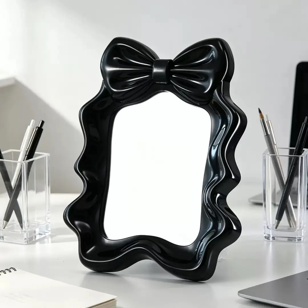 Wall-Mounted Bow Single-Sided Decorative Makeup Mirror, Desktop Vanity Mirror for Dorm Room, Bedroom, & Colors, Homegoods Bow Mirror