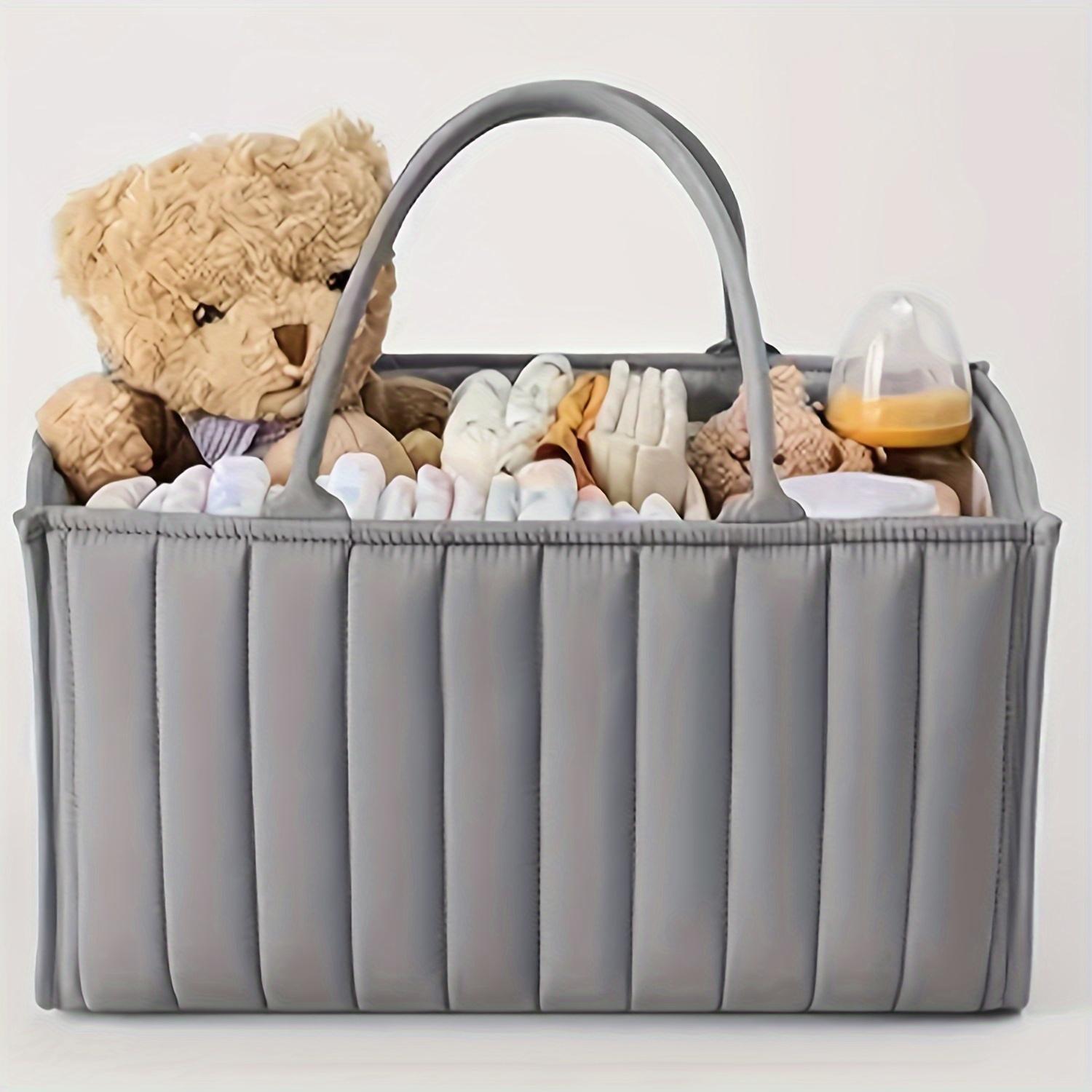Diaper storage basket, foldable for storage when in use, space-saving, well-organized compartments, items can be arranged in order, easy to access