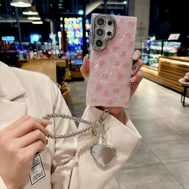 Compatible With S26/S25Ultra/S24/S23/S22 ,For iPhone 16 Pro Max/15/14/13/12,For Moto Razr 60 Ultra/50 Ultra/ 50/60  shell patterned small floral pattern lens film all inclusive protective Case HN7127