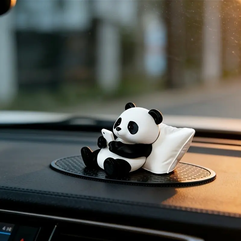 Cute Panda Figurine Holding Phone, 3D Printed Desktop Decor, Car Interior Ornament, Decorative Ornaments, Home Decoration, Festive Gift Idea, Cute Figurines