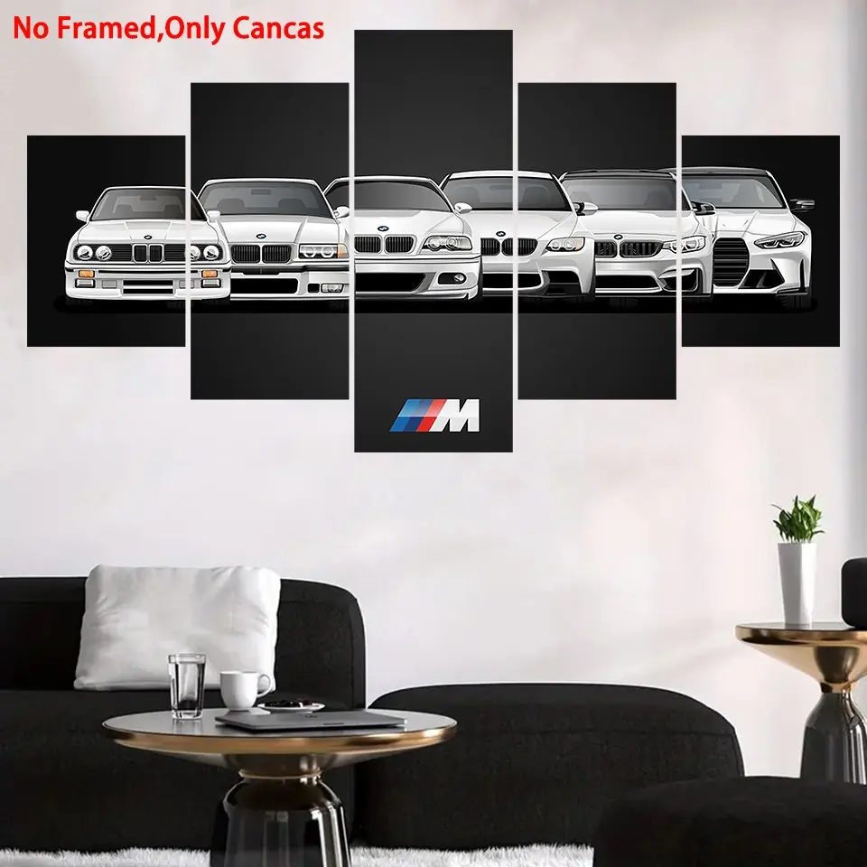 5 Piece Set Classic M3 Series Car Posters, Retro High-Definition Print, Modern Wall Art for Home Decor, Frameless