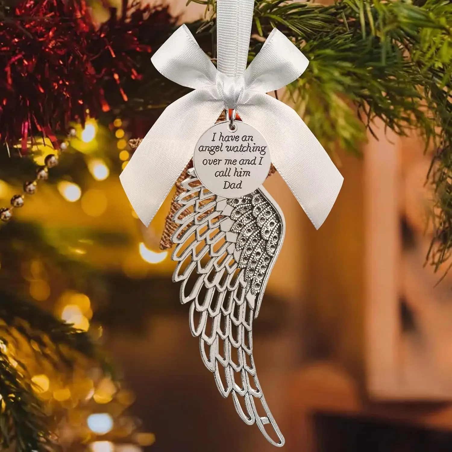 Angel Wing Christmas Memorial Ornament  for Tree, Window & Table Decoration in Loving Memory of Loved  Sympathy Gifts for Loss Dad