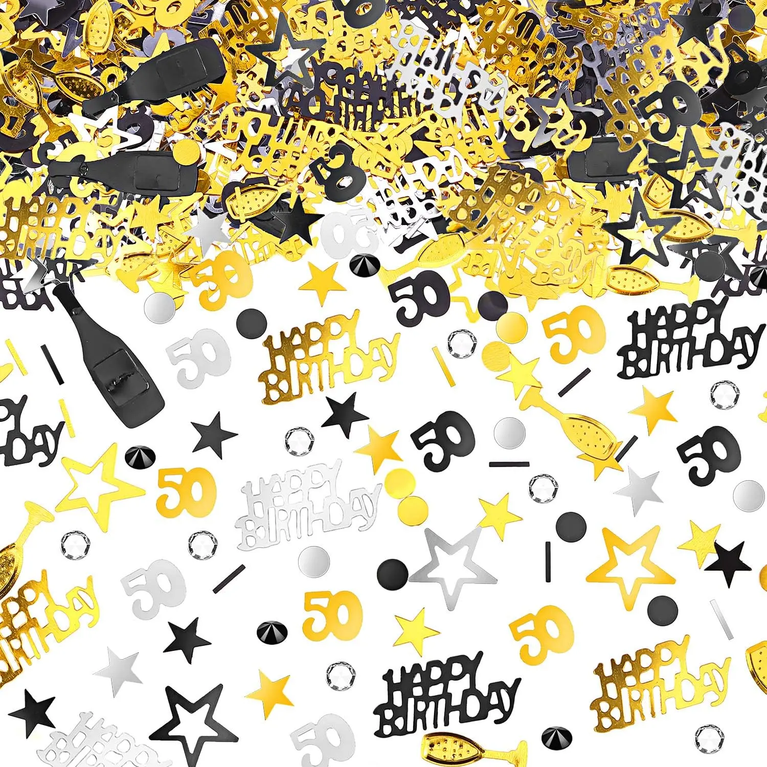 3000 count 50th Birthday Confetti for Table Decoration 50 Confetti Mix  Black  Party Metallic Foil Table Scatter Happy Birthday Centerpieces for Party DIY Arts Crafting Supplies