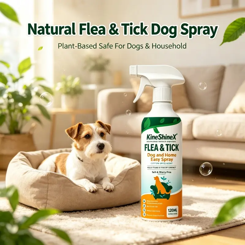 Natural Plant-Based Flea & Tick Spray for Dogs, Home Pet Protection Spray, Cotton Spice Scent, Safe for Dog & Household