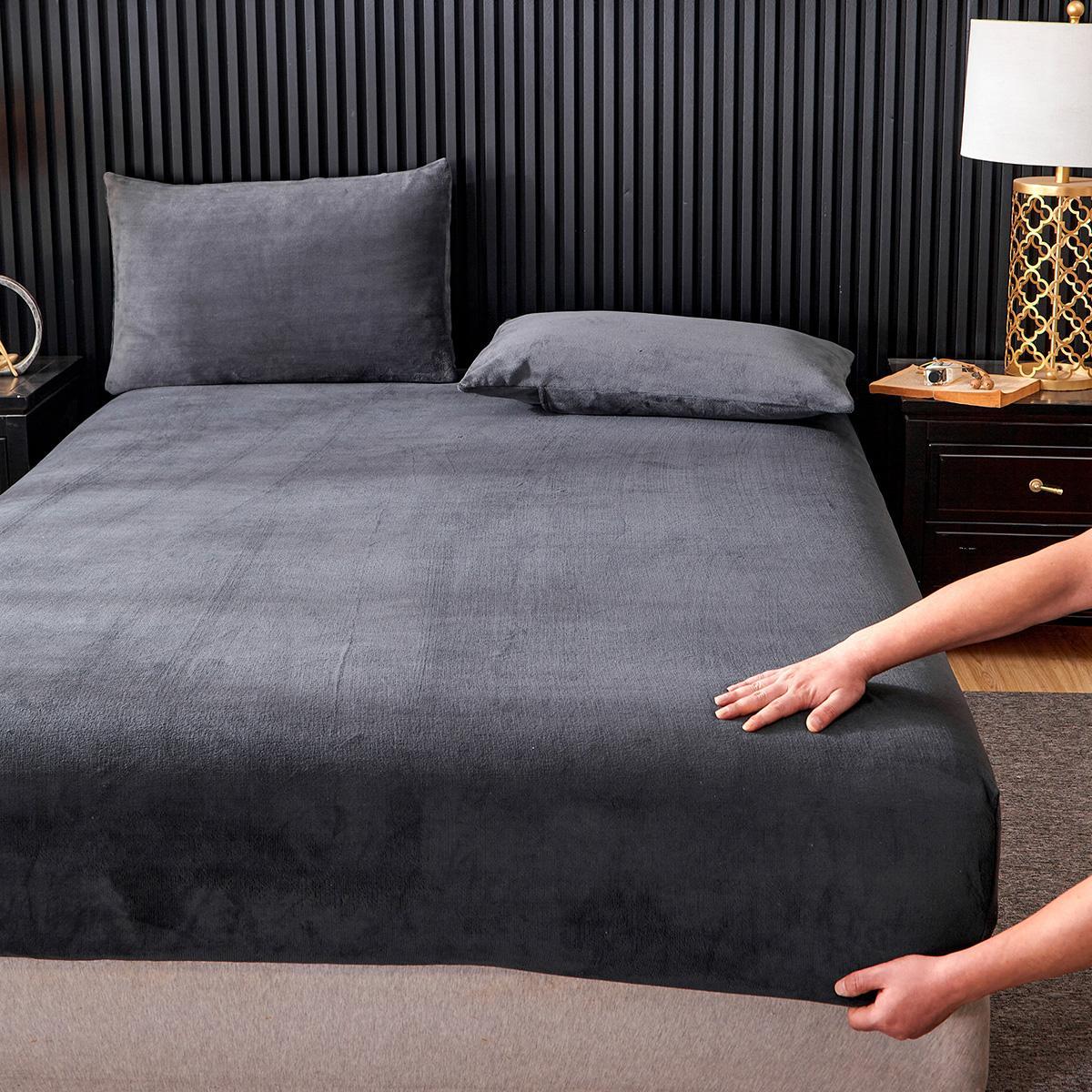 Solid Color Fitted Sheet, 1 Count Soft Comfortable Machine Washable Fitted Sheet, Breathable Bedding Sheet, Breathable Sheets for Home Bedroom Hotel, Silky Bedding Sheets