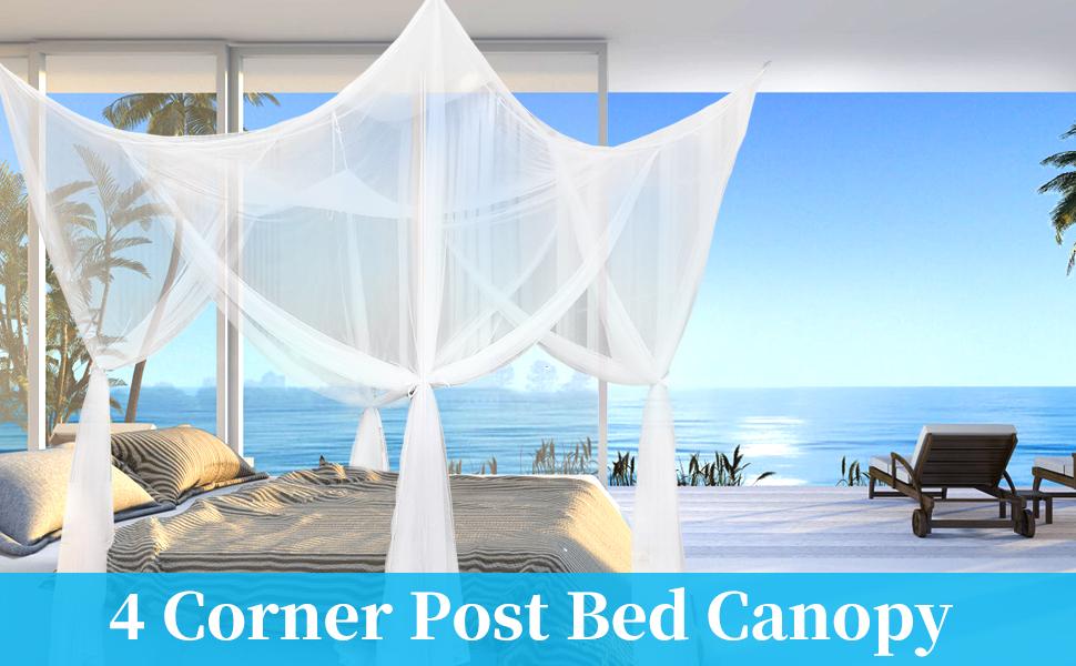 Net Bed for Full Queen King Size Bed,4 Corner Gothic Bed Curtains,Bug Net for Camping, Halloween Decoration