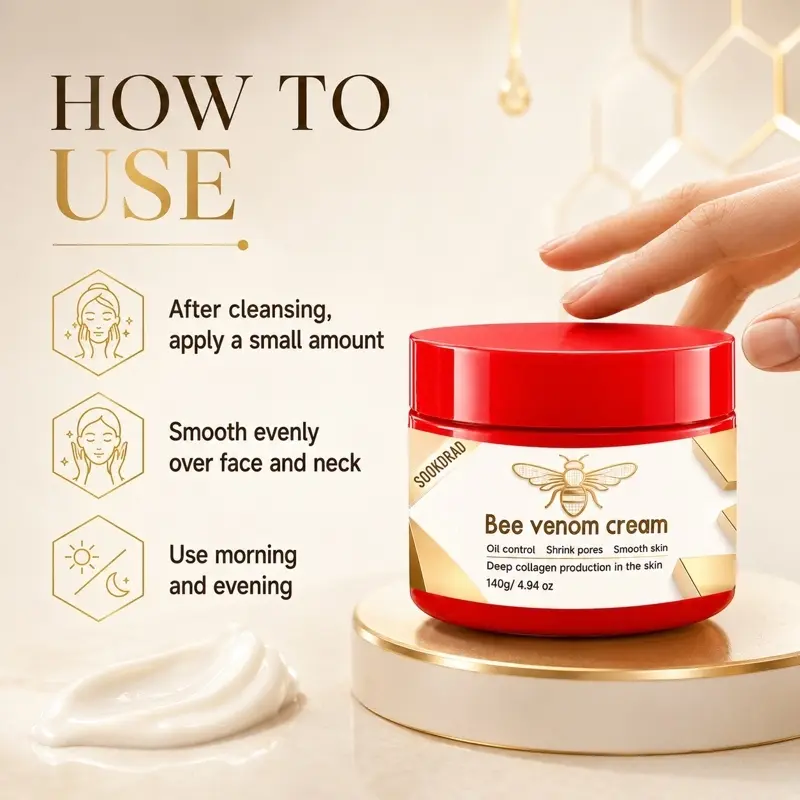 Bee Venom Cream, Oil Control, Shrink Pores, Smooth Skin, Deep Collagen Production, 140g