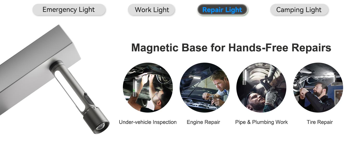 High Lumens Flashlight Rechargeable-Magnetic,Hanging,Zoom Beam,Side Light Multi-Function LED Flashlights Super Bright Powerful Waterproof Flash light for Camping,Emergency,Hiking,Dog Walking,Home