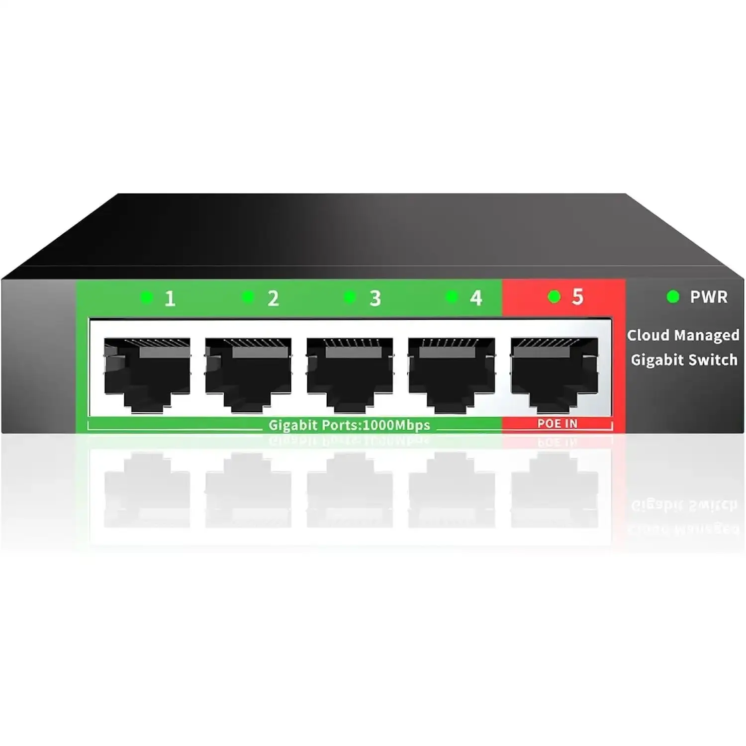 5-Port Gigabit Ethernet Switch| Smart Managed with VLAN/QoS| Plug & Play Desktop/Wall-Mount Network Hub w/ PoE in Design| Sturdy Metal & Energy-Efficient(Includes Power Adapter)