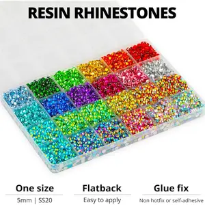 10000Pcs 24 Colors 5mm Flatback Rhinestones with B7000 Glue, SS20 Rainbow Crystals Gems for Nail Art Decoration, Bedazzling & Crafting Jewels (Beauty & Personal Care Accessory)