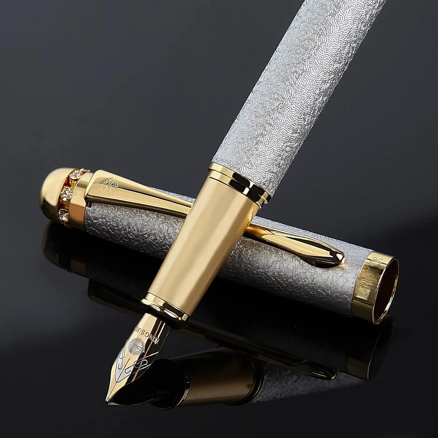 fountain pen-Multiple color styles with rhinestone, inlay and frosted finish,Cute pens,Luxury pen,Office pens, pen set,Includes 10 Ink Cartridges and Ink Refill Converter()