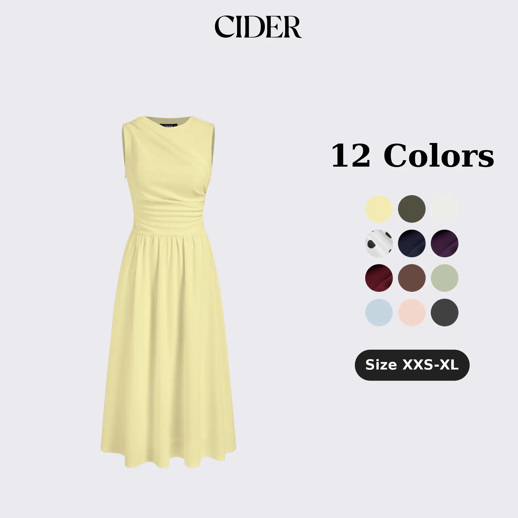 Cider Round Neckline Ruched Maxi Dress SohoChic
