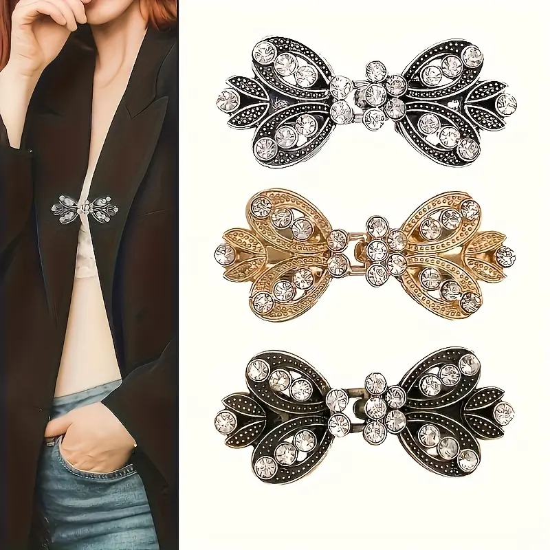 [Elegant Cardigan Clips] 1/3pcs Elegant Cardigan Clips - Swirl Design for Open Front Sweaters, Shawls, And Dresses - Women's Fashion Accessory