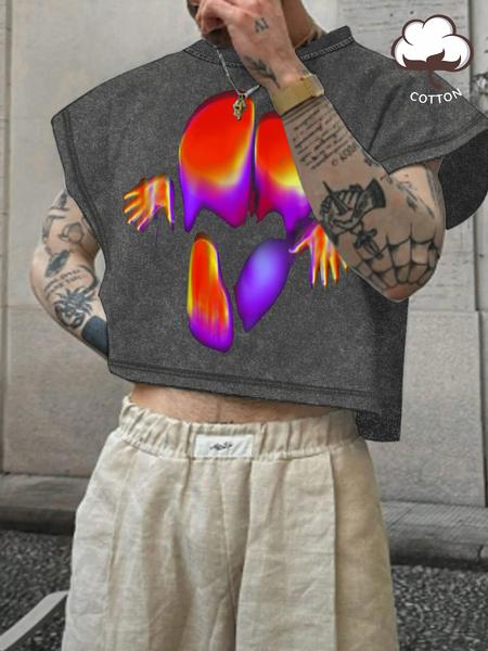 Men's Solid Color Crop Tank Top, Regular Fit Casual Sleeveless Round Neck Top for Summer, Fashion Men's Clothes for Daily Wear