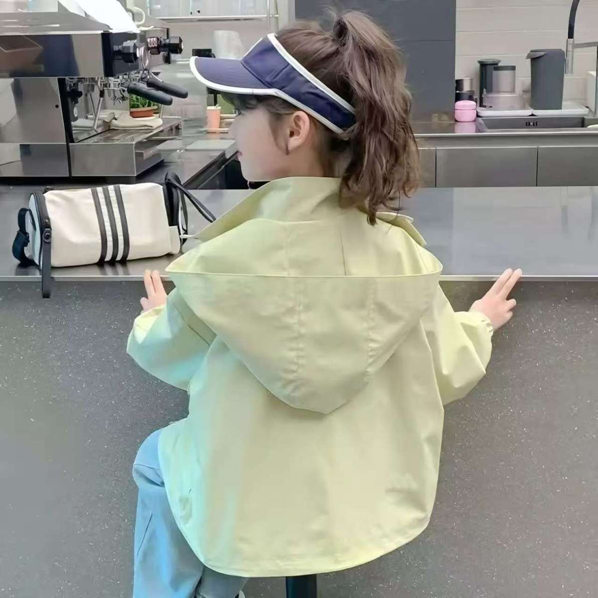 (New)Girls' Spring Fall Jacket, Cute & Cool Windbreaker Hoodie, Outdoor Playwind Coat for Big Kids