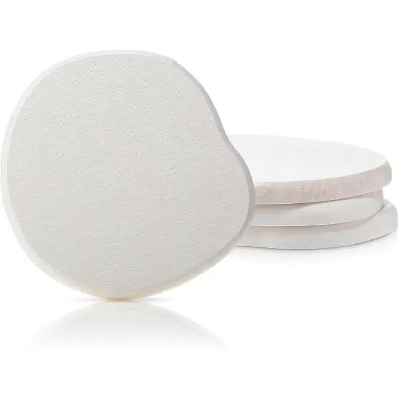 Diatomaceous Earth Coasters Set of 4,Cool Absorbent Quick-Dry Drink Coasters for Desks, Cute Modern Stone Design with Stylish White Aesthetic (4, White)