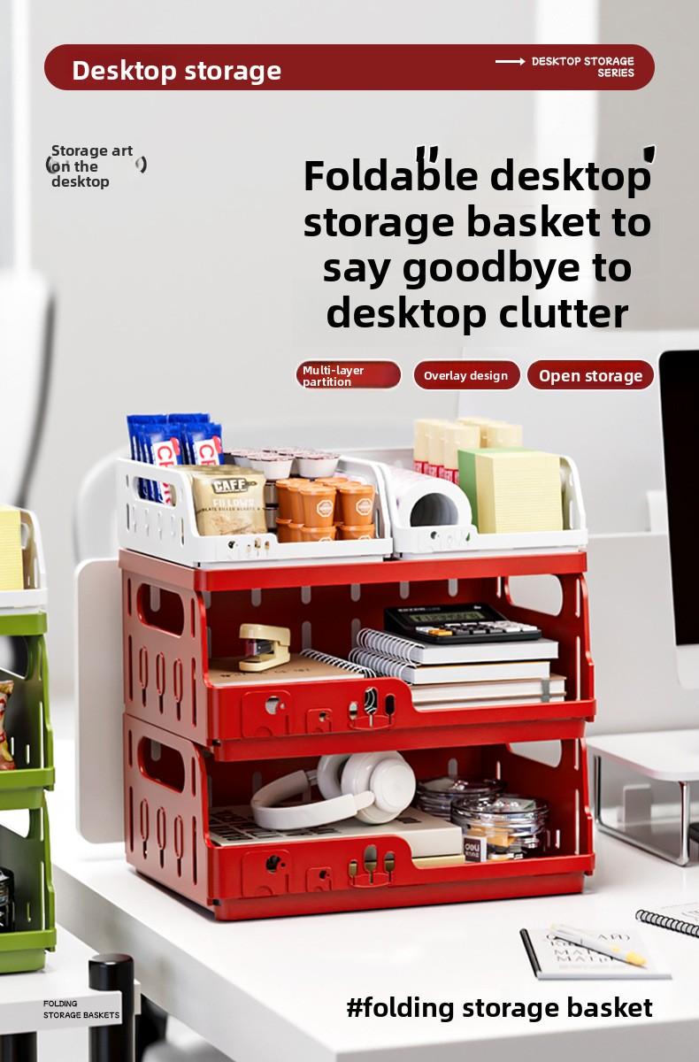 Clario "Rainbow Palette" A4 Collapsible Storage Crate — Large Aesthetic Modular Desktop Organizer for Books, Planners and Skincare. This High-Capacity Folding Pastel Bin is Perfect for Dorm Essentials and Home Office Setup