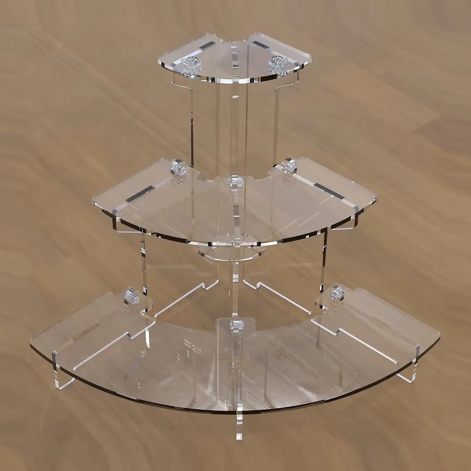 Riser Display Shelf for Amiibo  POP Figures,Perfume & Cologne Organizer,3 Tier Cupcake Stand Desserts Holder, Collectibles Decoration  Tabletop (Small Quarter Circle)
