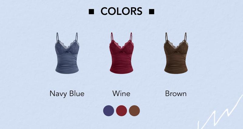Cider [3 colors, size 2-10] V-neck Solid Lace Ruched Cami Top