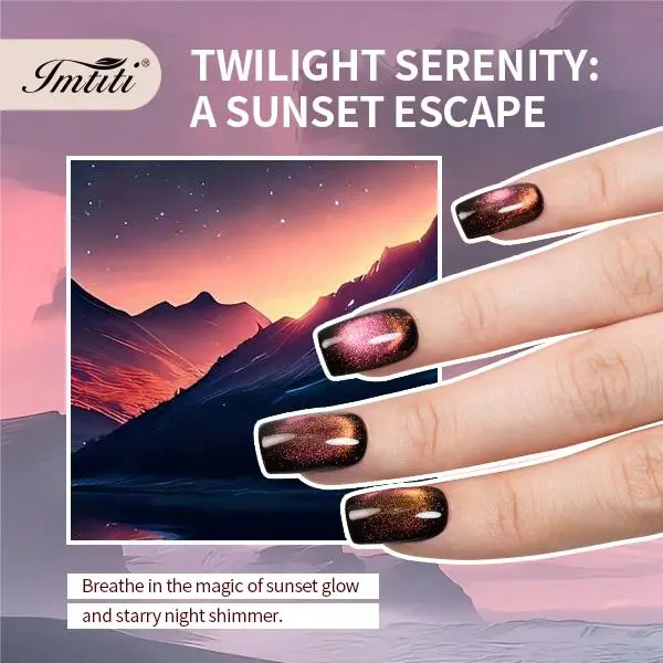 IMTITI -9D The afterglow of the setting sun # 01-10ml Gel Nail Polish – Salon-quality, beginner-friendly; capture beautiful scenery right at your fingertips-[cenery at Your Fingertips" Cat-Eye Series]  ruber magnetic uv gift uñas gelpara at-home manicure