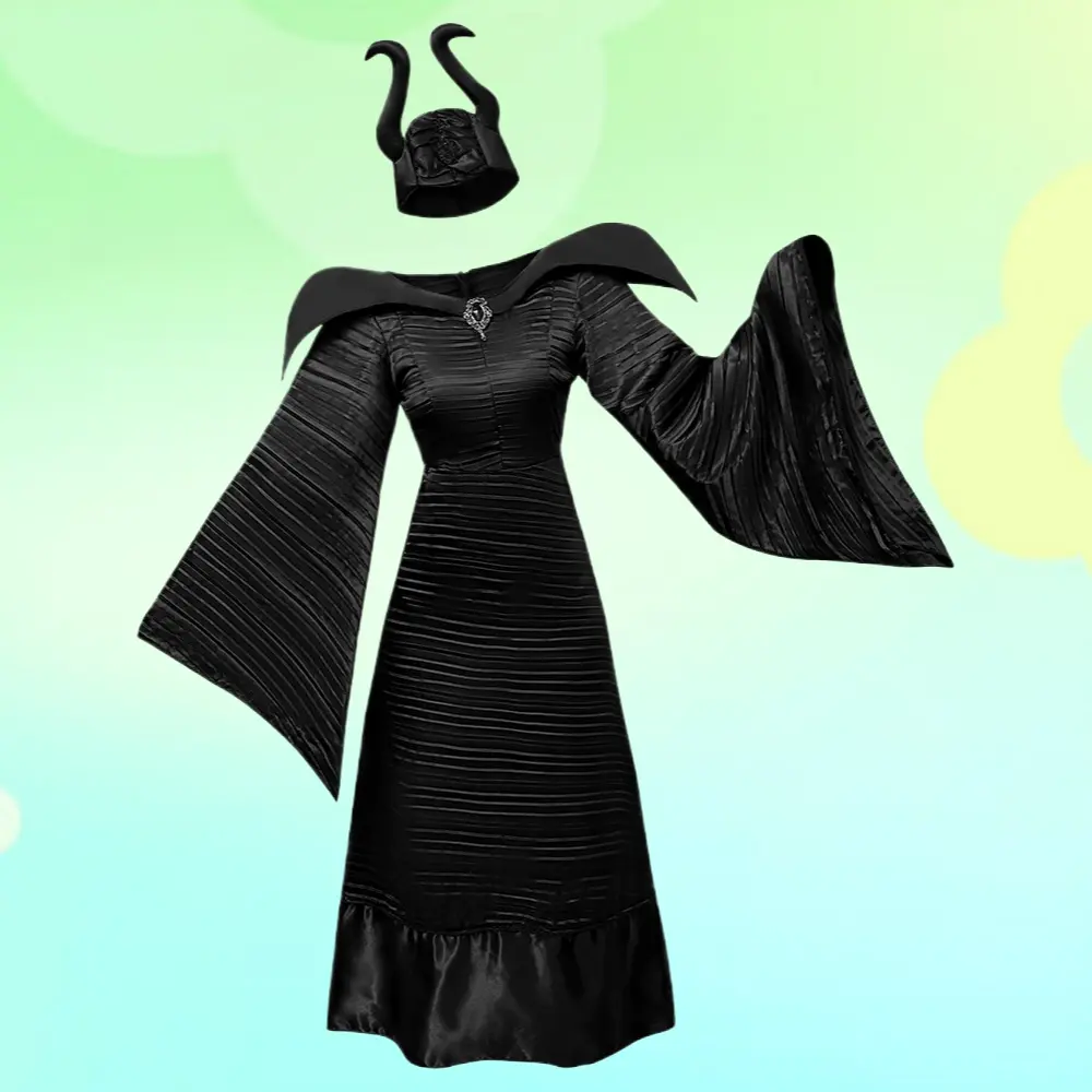 Halloween Maleficent Dark Witch Outfit Sorceress Role Play Cosplay Costume For Stage Performances