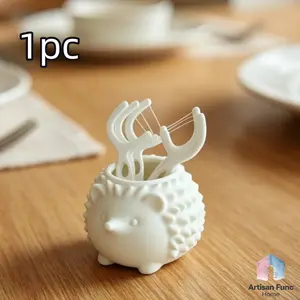 1pc 3D Printed Hedgehog Toothpick Dental Floss Holder, Unique Design Storage Box, Compact Oral Care Organizer, Innovative Teeth Cleaning Tool