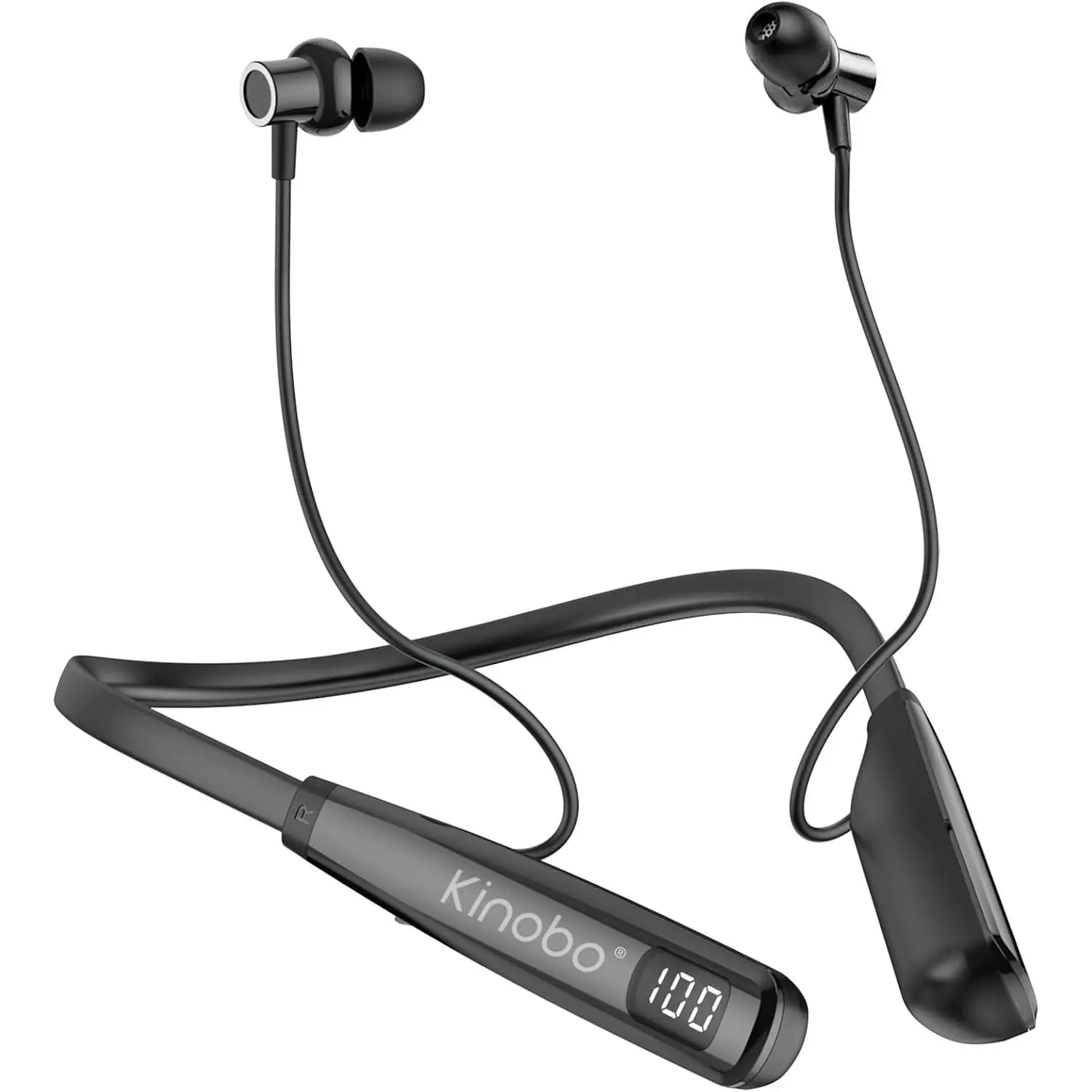 Bluetooth Neckband Headset, 100H Playtime, IPX7 Waterproof and Dustproof Earbuds with Hi-Fi Stereo Audio & Noise Cancelling Mic, Flexible Adjustable Design for Sports