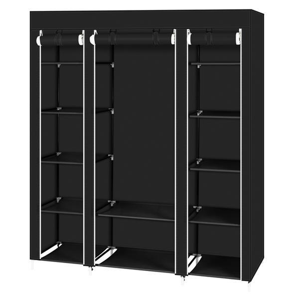 [Bellemave] Portable Clothes Closet Wardrobe Storage Organizer with Non-Woven Fabric Quick and Easy to Assemble Extra Strong and Durable Black