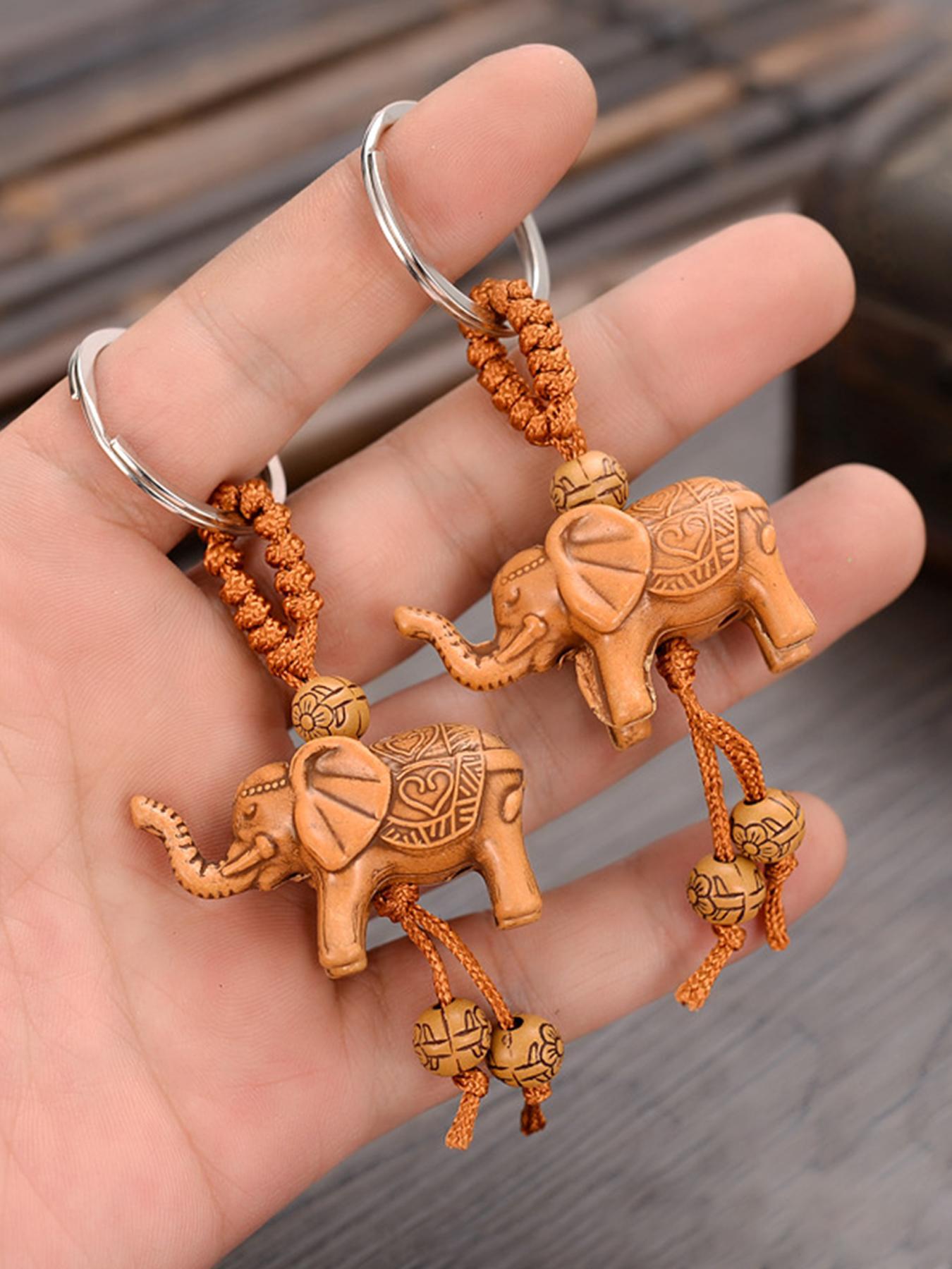 Cute Elephant Design Keychain, Boho Style Beaded Decor for Women & Men, Fashion Accessories for Bag Decoration, Keychain For Bags
