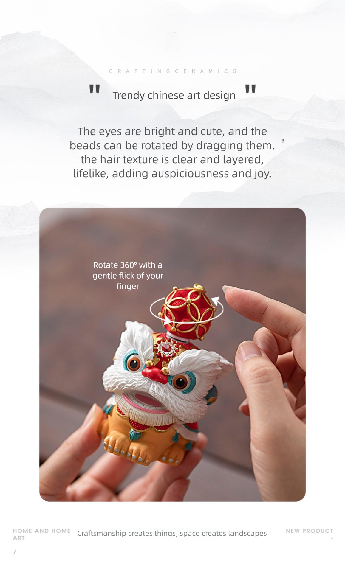 Creative Oriental Lion Ornament Unique Desktop Decoration Decorative Item Craft Birthday Gift Party Favor Personal Collection Ornament