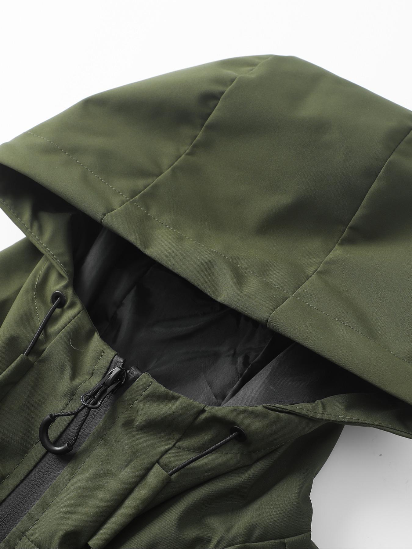 Men's Zip Up Hooded Jacket, Casual Regular Fit Long Sleeve Waterproof Windproof Lightweight Jacket for Outdoor Activities, Fashion Men's Outerwear for All Seasons Coats