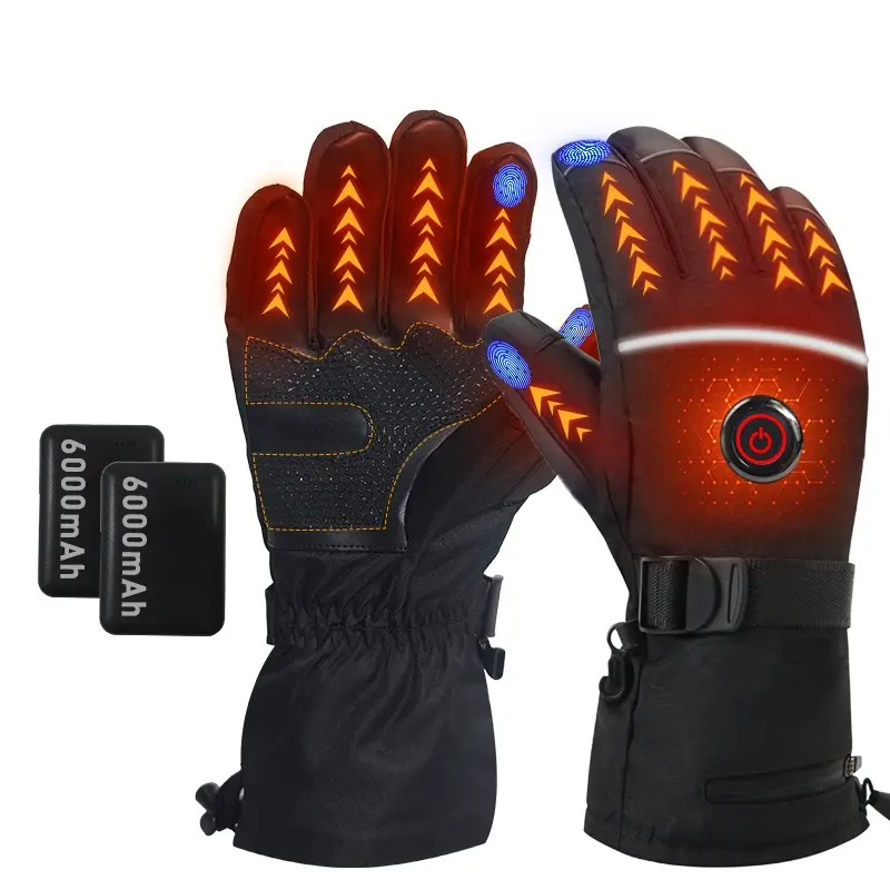 Rechargeable Battery Heated Gloves Windproof Touchscreen Function Skiing Cycling Electric Heating Hand Warmer Gloves for Winter Sports