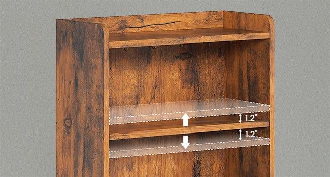 Sikaic LED Tall Nightstand with Bookshelf Brown Multifunctional Console Table Modern Corner Vanity Modern Furniture