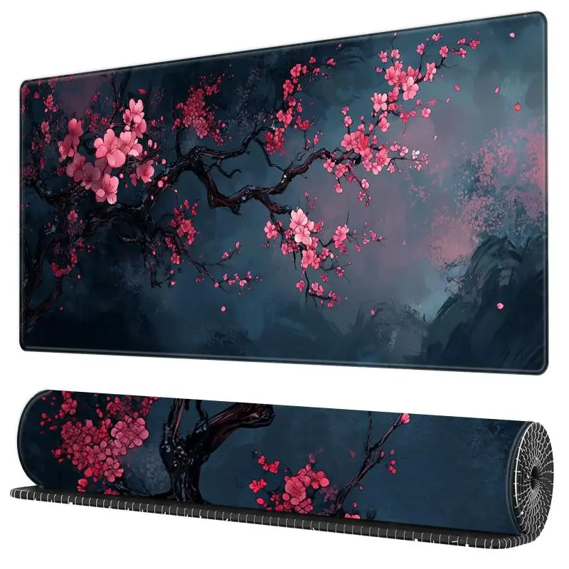 BHJLAXR Cherry Blossom Pattern Mouse Pad, 1 Count Rectangle Gaming Mouse Pad, Anti-slip Rubber Base Mouse Mat for Work, Gaming, Office Desk Mat backtoschool