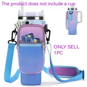 Water Bottle Bag with Adjustable Shoulder Strap, Tumbler Cup Accessories, 40oz Tumbler Carrier Bag, Insulated Water Bottle Travel Carrying Bag with Cell Phone Pouch (mug Not Included), Drink Protector