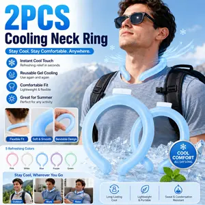 2PCS Neck Cooler Ring, Wearable Reusable Instant Cooling Tube for Hot Weather, Leakproof PCM Cooling Collar with Soft Flexible Fit, Portable Ice Neck Wrap for Men Women, Ideal for Sports, Running, Hiking, Office, Home, Travel and Outdoor Work