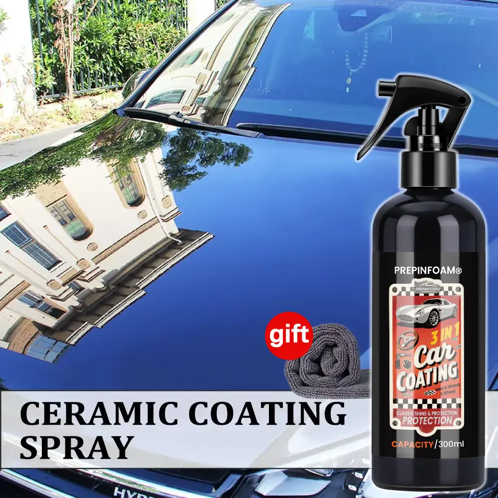 3-In-1 Ceramic Car Coating, Hydrophobic Nanotechnology, Strong Adhesion, Rain Repellent Leaf Effect, Long-Lasting Shine