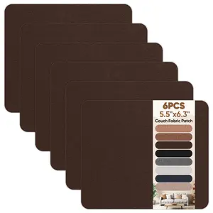 Couch Patch Repair Fabric,6-Piece Self-Adhesive Microfiber Patches,Quick Fix Sofa Chair Car Seat,Furniture,Upholstery Repair Kit. (Dark Brown)