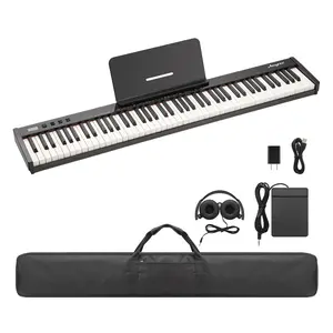 Portable digital Piano Keyboard 88 Keys, with Power Adapter Headphones and Carrying Bag Full Size Piano Keyboard for Both Novices and Experienced Players