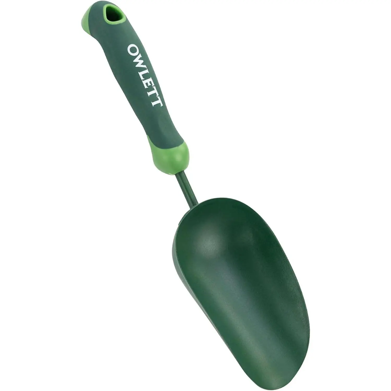 Garden Scoop, 13" Soil Scoop with Ergonomic Rubber Handle, Carbon Steel Potting Shovel Big Volume Gardening Spoon for Transplanting, Digging, Cultivation, Composting, Planting