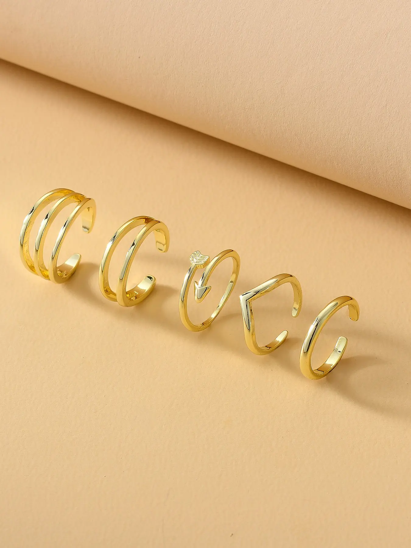 5 Pcs Women's Adjustable Toe Rings Set, Casual Heart Design, Plain Pattern, Perfect for Beach Parties and Stylish