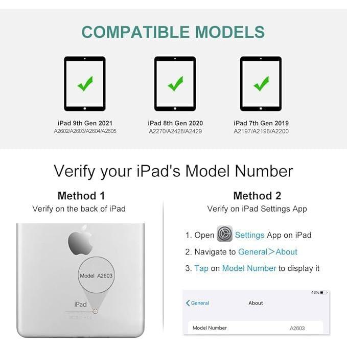 (R) Keyboard Case Compatible with iPad 10.2 inch 9th Gen 2021,for iPad 8th Generation 2020, 7 Color Backlit 360 Rotatable  Detachable  Keyboard Cover Tablet Case