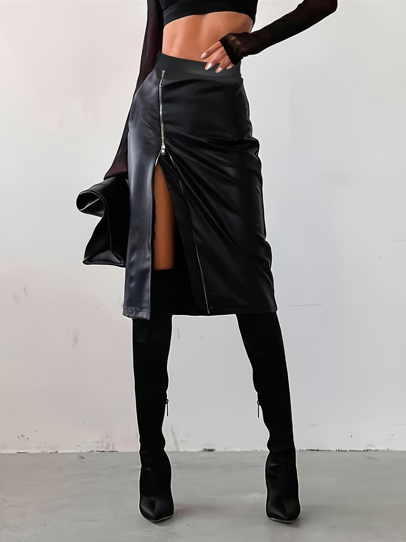 Women's Solid Zipper Back Bodycon Skirt, Elegant Fashion Casual High Waist Midi Skirt for Daily Outdoor Wear, Women's Skirt for Spring Fall, Womenswear