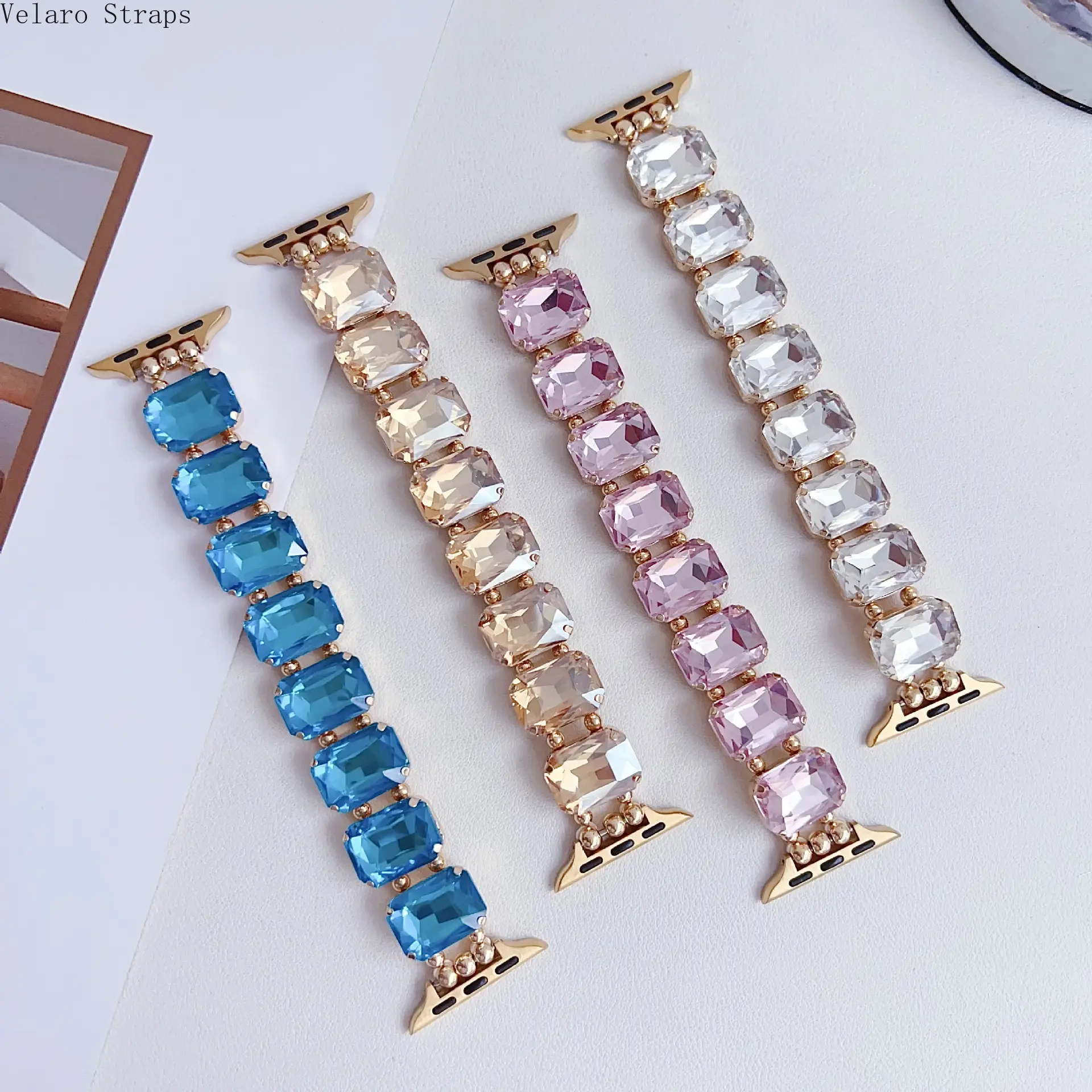 Luxury Emerald Cut Rectangle Rhinestone Elastic Bag Strap Accessory - 1pc Handmade Full Inlay Metal Crystal Stones Stretch Fit Slip-On Elastic Cord, Bling Jewelry for Formal Events, Luggage Chains, Smartwatch Strap, Adults, 1Pc Rectangle Rhinestone Elasti