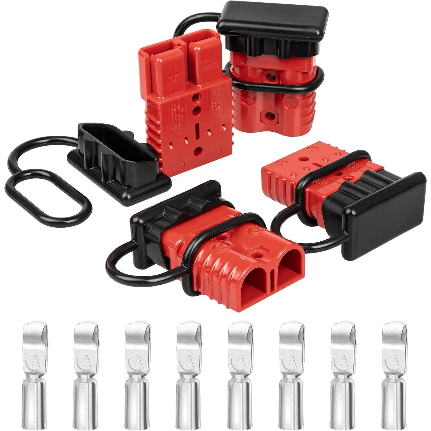 175A Battery Quick Connector 1/0-4 AWG Jumper Cable Plug Flame-Retardant Anderson Type SB175 Plug Outdoor Power Quickly Connect/Disconnect Kit for Electrical System Trailer RV, 4 PCs Red