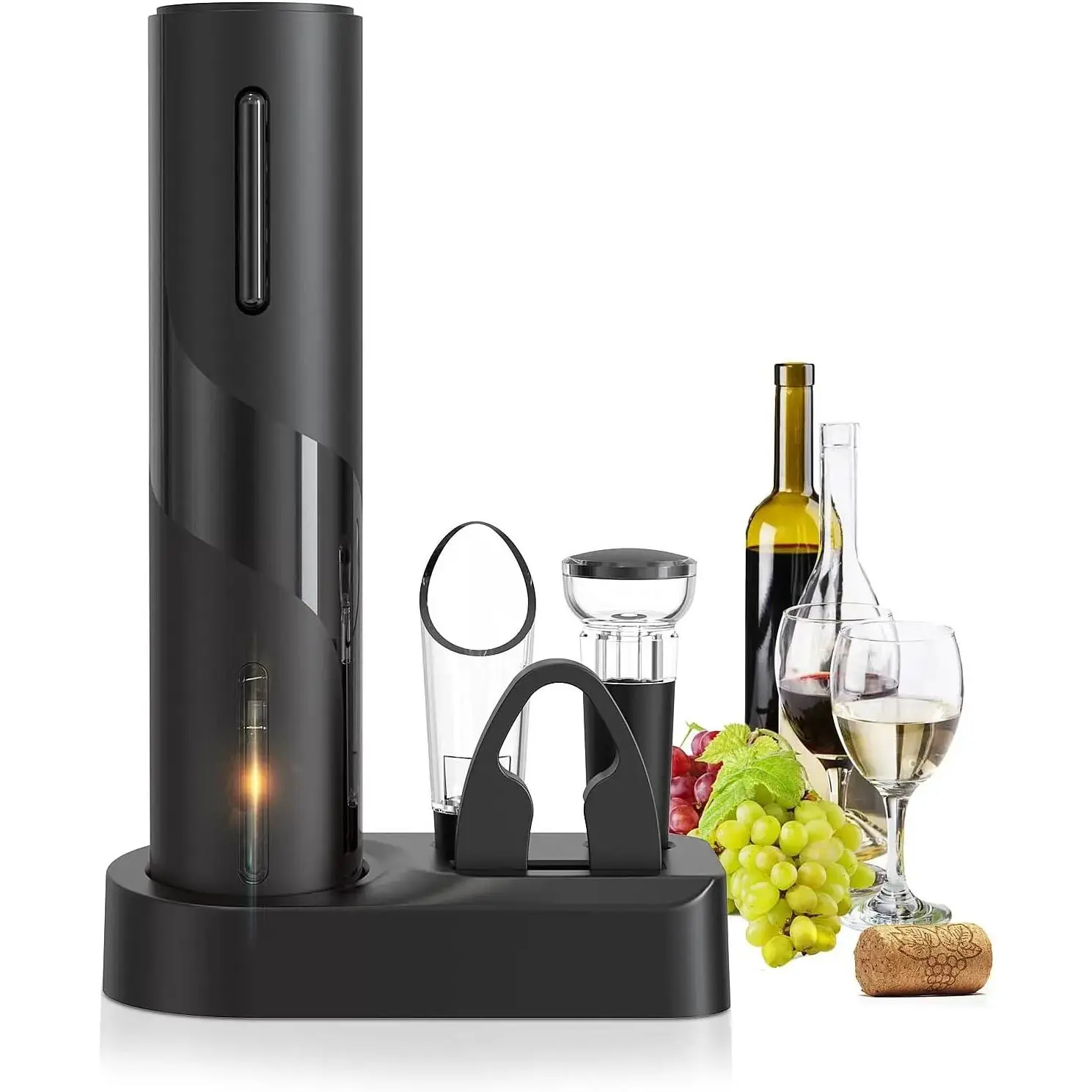 Electric Wine Opener Set, A 4-in-1 Multifunctional Wine Accessory Kit, including an Automatic Corkscrew Opener, Rechargeable Wine Bottle Openers, Foil Cutter, Wine Aerator Pourer, and Vacuum Stoppers